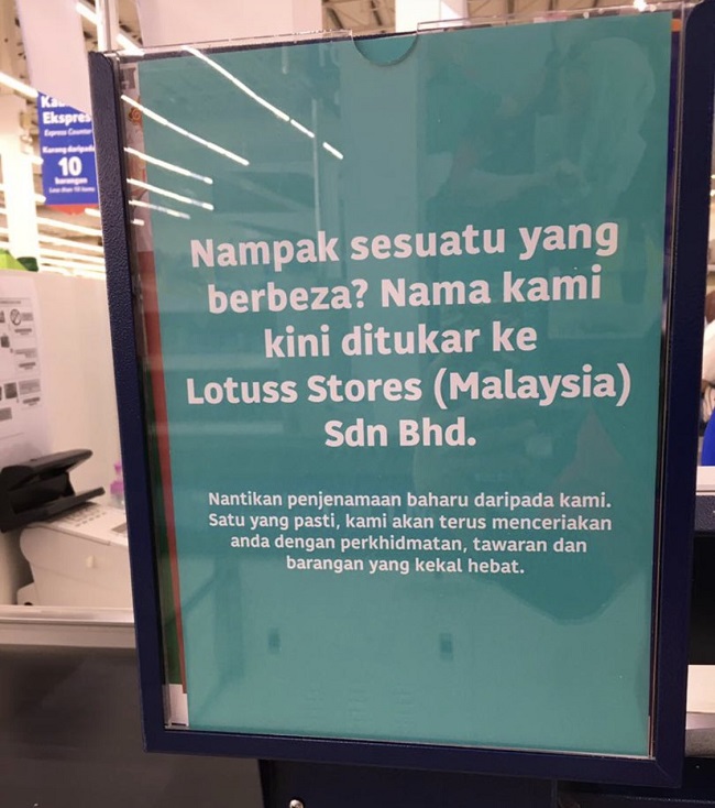 Bye Bye Tesco Malaysia, Retailer Changes Name to Lotus's 