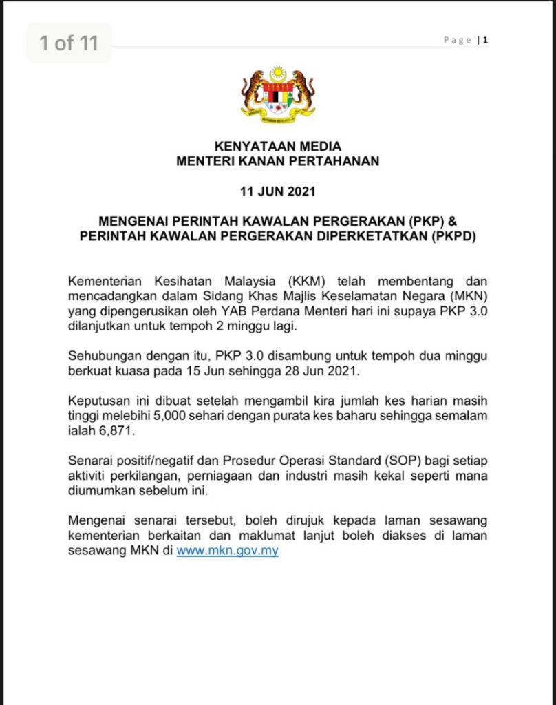 Total lockdown mkn Malaysia Lockdown