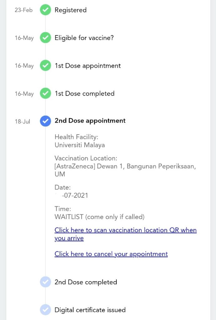 Mysejahtera vaccine confirmation