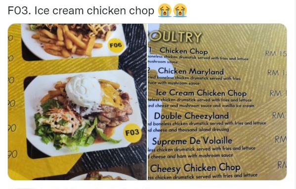 Malaysian restaurant serves ice cream on top of chicken chop