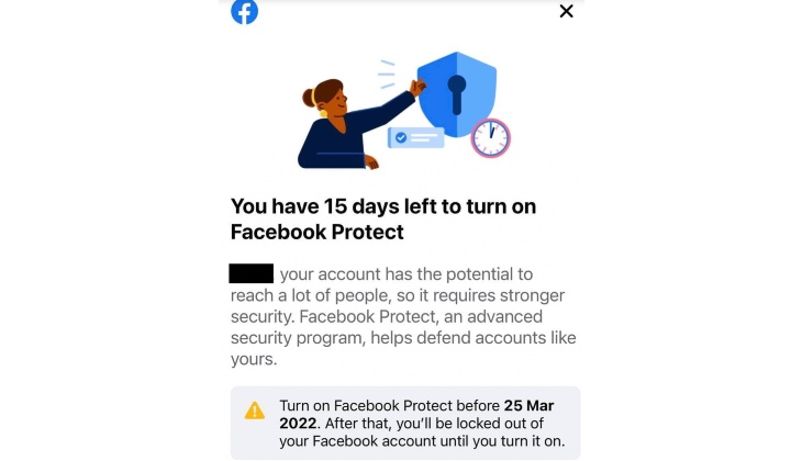  Users Need To Activate Facebook Protect Before Accounts Are Blocked