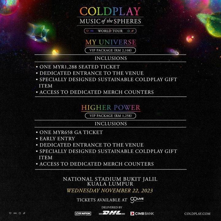 coldplay malaysia tour ticket price