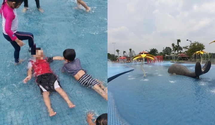 Ibu Bapa Bengang Muka Anak Kena Pijak Dengan Kanak-kanak Ketika Mandi Di Taman Air