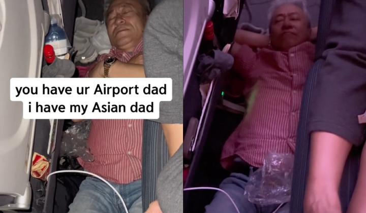 ayah tidur atas lantai kapal terbang